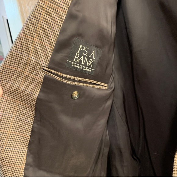 Jos. A. Bank Travelers Collection Tailored Fit Wool Brown Blazer Sport Coat 46L - Picture 7 of 10
